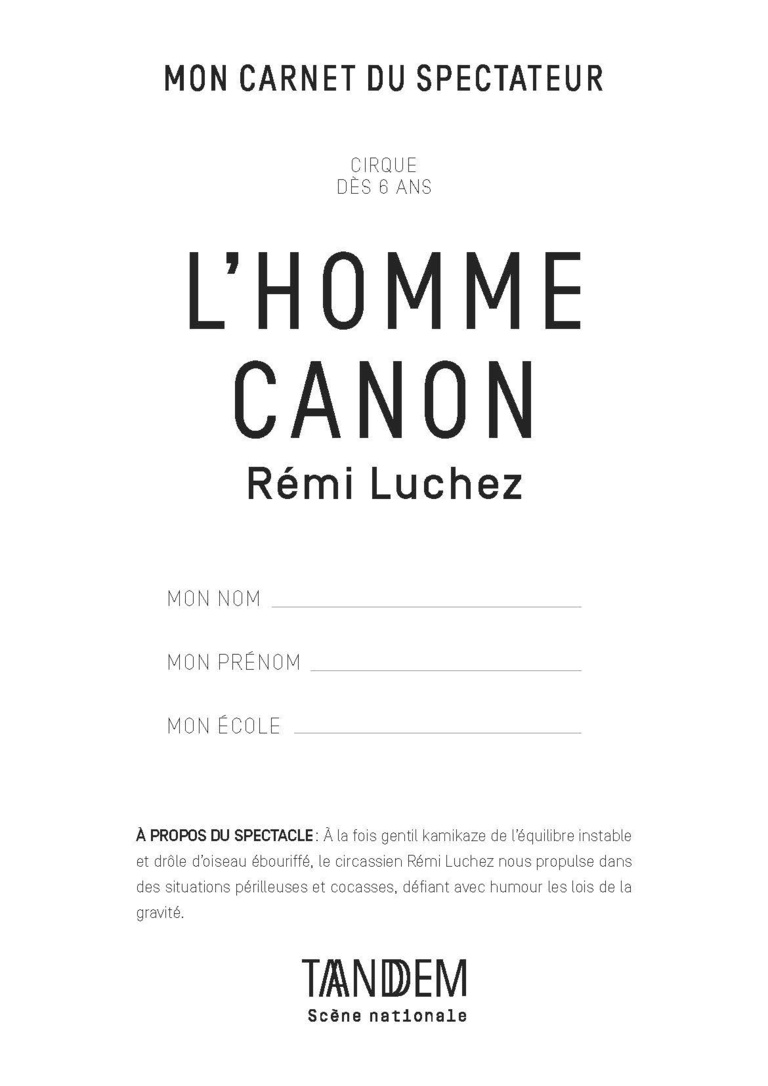 Tandem - Carnet L'HOMME CANON<br>• Déc. 2021