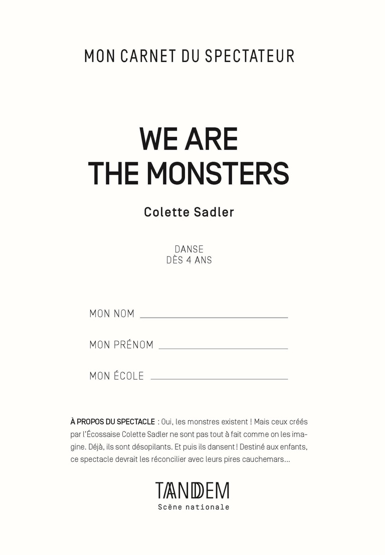 Tandem - Carnet WE ARE THE MONSTERS<br>• Fév. 2018